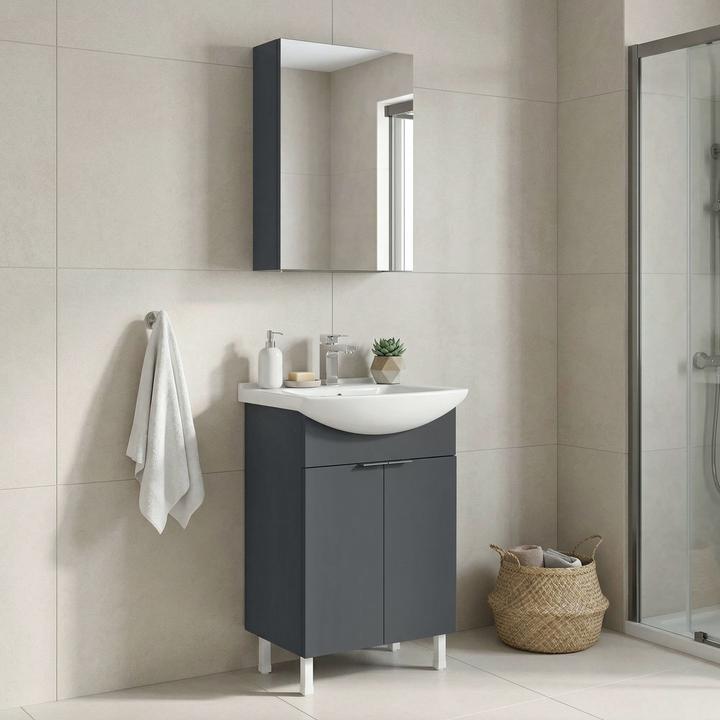 Produktbild Homitis Purus 55 Bathroom Cabinet With Sink & Mirror Set (2 Pieces)