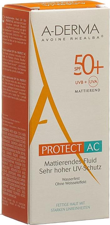 Actual product image A-Derma PROTECT-AC mattifying fluid SPF50+ (Sun cream face, SPF 50+, 40 ml, 67 g)