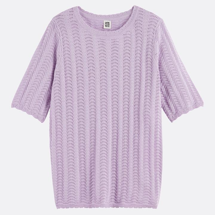 Image du produit La Redoute Collections Pullover mit Rundhalsausschnitt und kurzen Ärmeln aus Pointelle-Mesh (S)