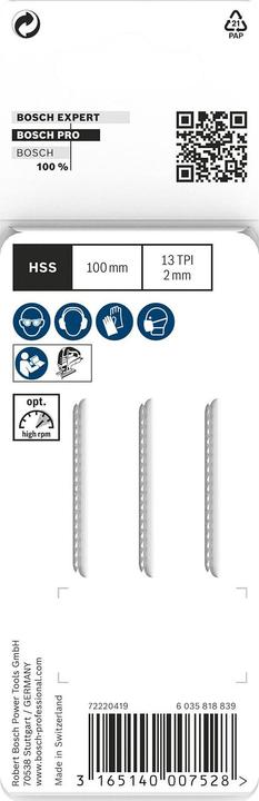 Actual product image Bosch Professional Zubehör PRO Plastics PC clean T101A jigsaw blade, 100 mm, 3 pcs.