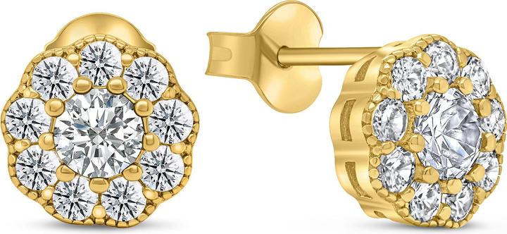 Produktbild Brilio Silver - Elegant gold-plated earrings with zircons Flowers EA331Y