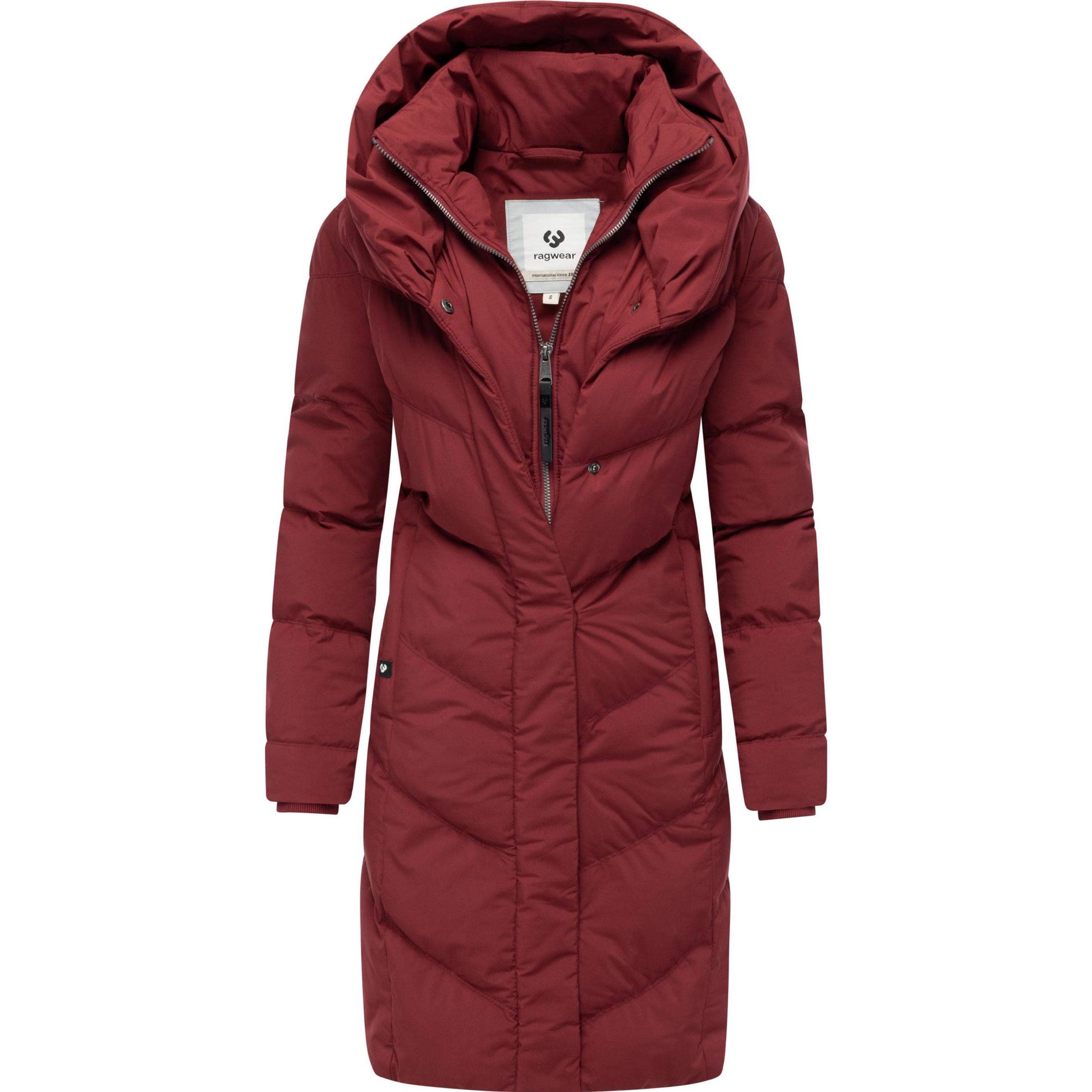 Ragwear Damen Wintermantel Natalka Soft - Langer Steppmantel Mit Kapuze