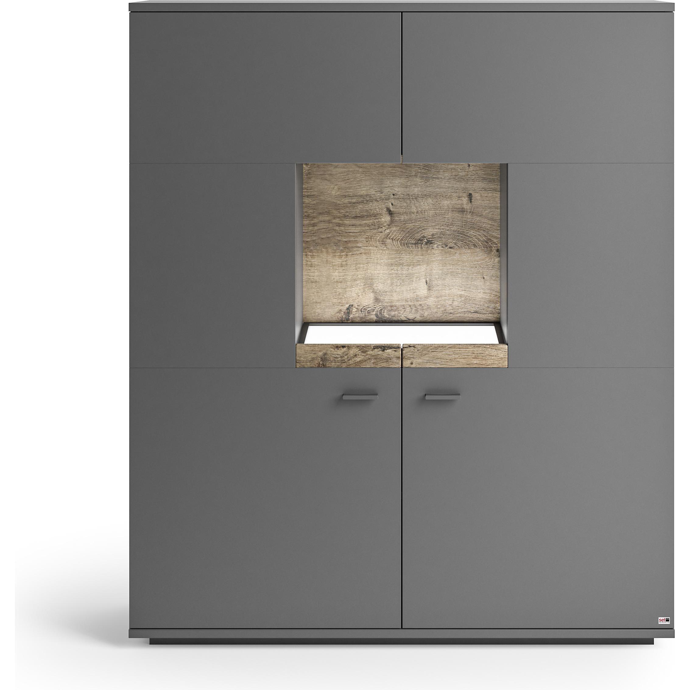 Thumbnail - Set One by Musterring, Kommode + Sideboard, Set One Lancaster TYP 52 Highboard zerlegt Grau Antrazit/Eiche Ribbeck Cogna...