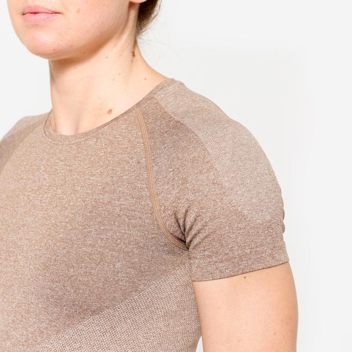Actual product image Domyos T-Shirt Crop Top nahtloses Material - braun (M)