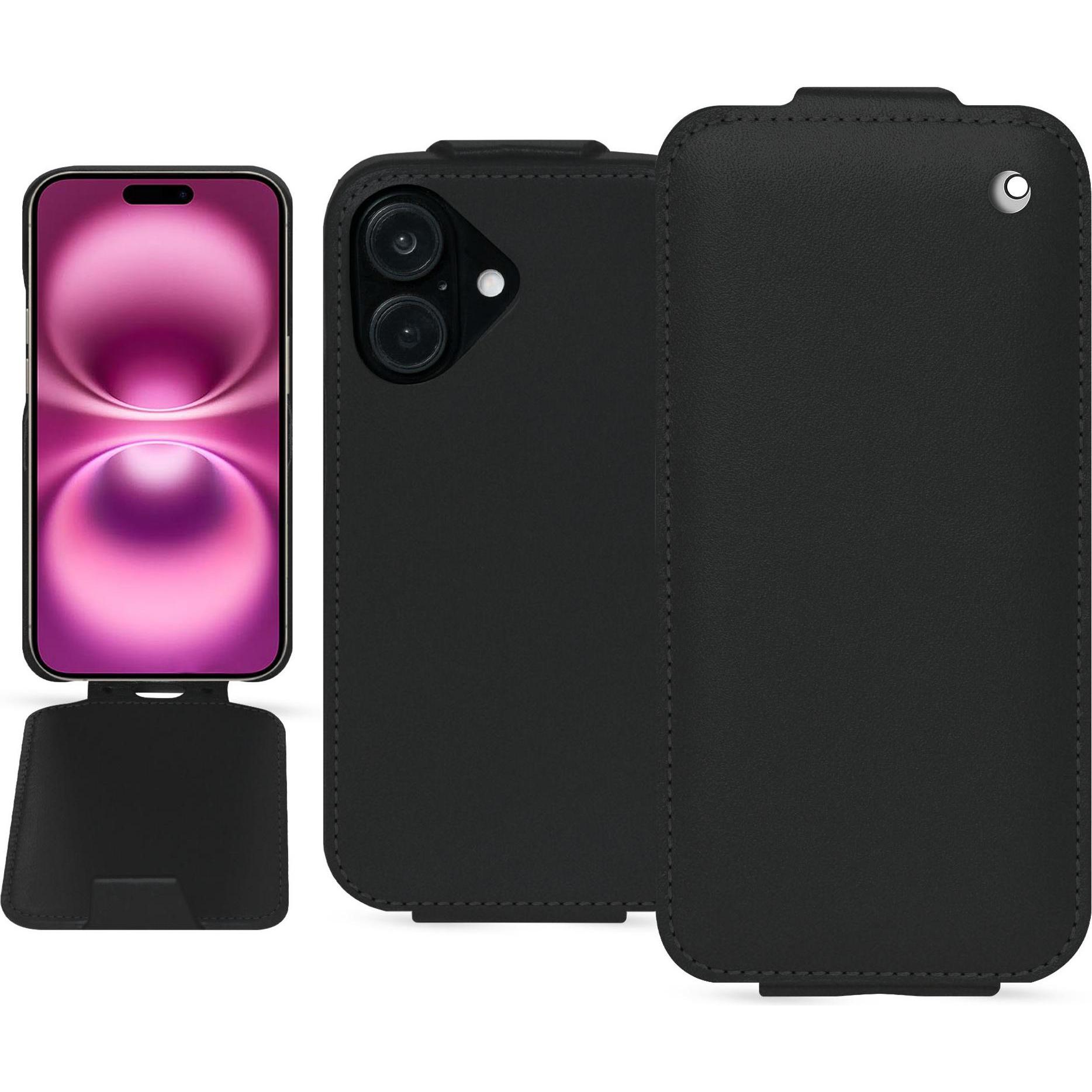 Noreve Lederschutzhülle vertikal (Apple iPhone 16 Plus), Smartphone Hülle, Schwarz