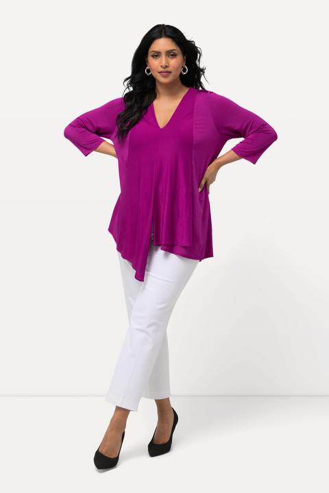 Actual product image Ulla Popken Asymmetric Layered 3/4 Sleeve Slinky Shirt (50, 52)