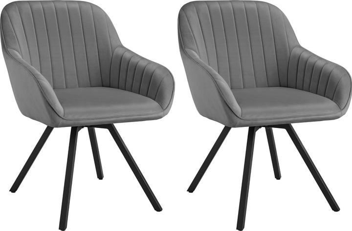 Immagine prodotto tectake Poltrona girevole con braccioli Snug effetto velluto, imbottita