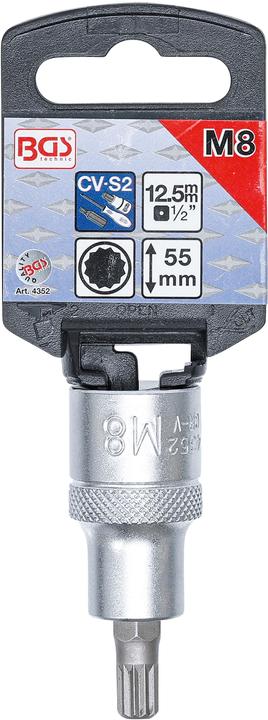 Actual product image BGS Bit Socket 12.5 mm (1/2") Drive Spline (for XZN) M8