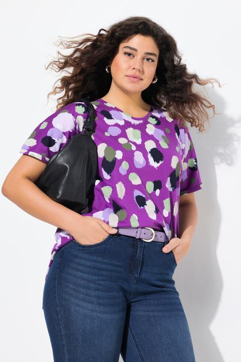 Immagine prodotto Ulla Popken T-shirt dal taglio oversize con pallini, scollo a girocollo e mezze maniche (46, 48)