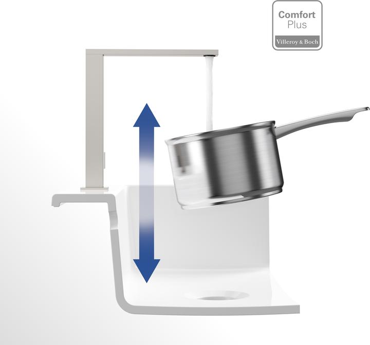 Actual product image Villeroy & Boch Finera Square kitchen tap, stainless steel