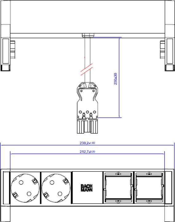 Actual product image Bachmann DESK2 - 2xSchuko & 2xEmpty (2 x, CEE 7/3, 0.20 m)