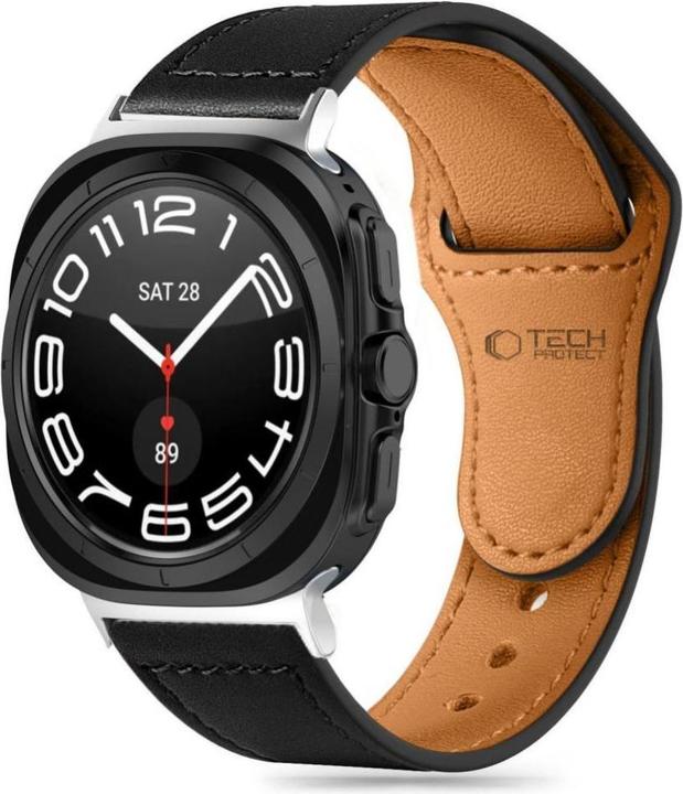 Actual product image Tech-Protect Leatherfit Strap for Samsung Galaxy Watch Ultra (47mm) - Black (Genuine leather)