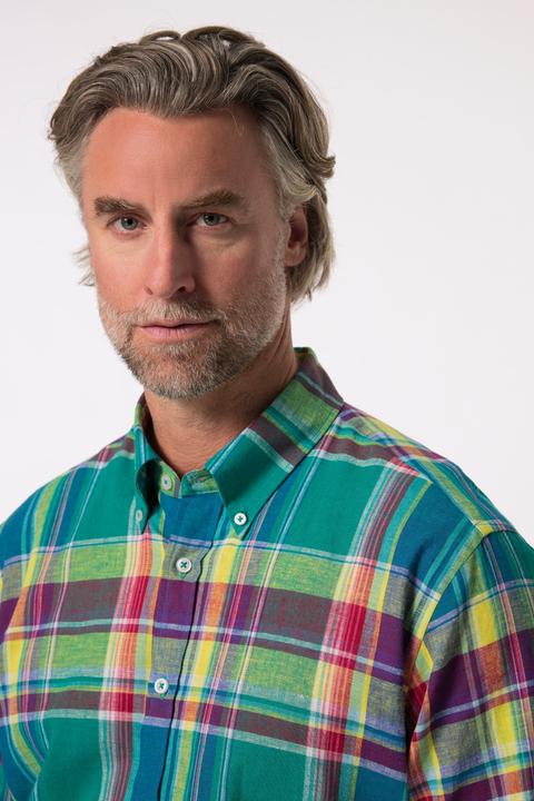 Produktbild Boston Park Leinenmix-Karohemd, Langarm, Buttondown-Kragen, Comfort Fit (3XL)
