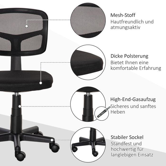 Immagine prodotto Swisshandel24 Bürostuhl Ergonomischer, schwarz (40 - 52 cm)