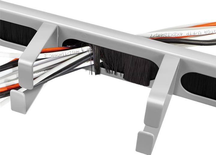 Actual product image LogiLink 19" cable management panel with 4 steel brackets and brush strip, light grey