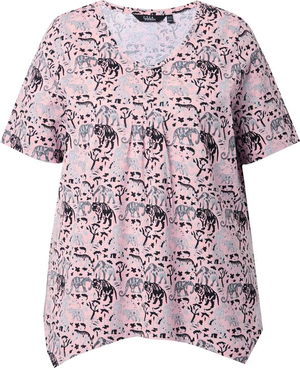 Produktbild Ulla Popken T-Shirt, Tiere, A-Linie, Zipfelsaum, V-Ausschnitt, Halbarm (62)