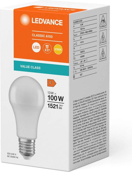 Produktbild Ledvance LED-Lampe (E27, 13 W, 1521 lm, 1 x, F)