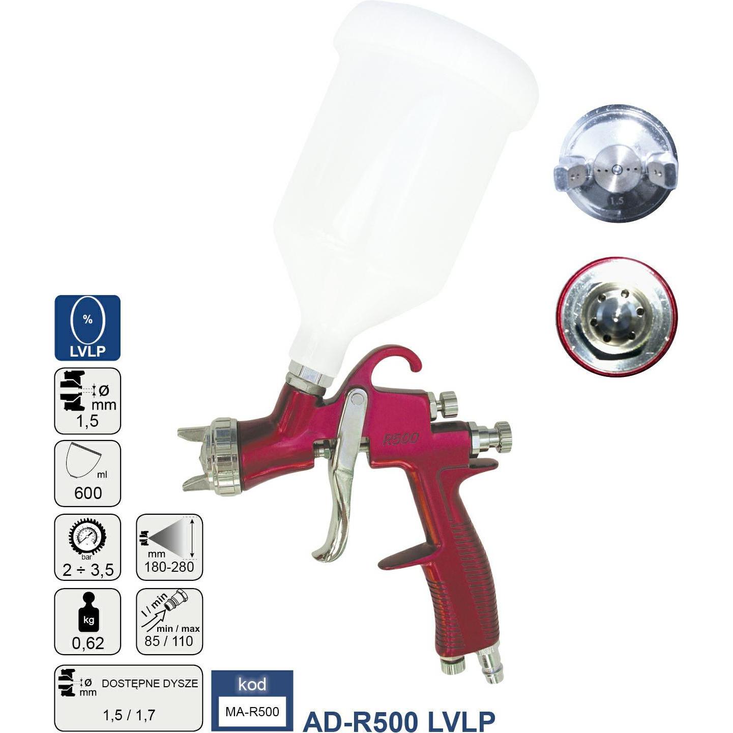 Adler, Farbsprühsystem, LACKPISTOLE LVLP 1,5 mm AD-R500