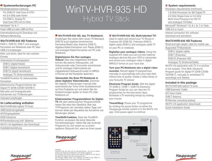Actual product image Hauppauge WinTV HVR-935HD (USB, DVB-T2, DVB-C, DVB-T)
