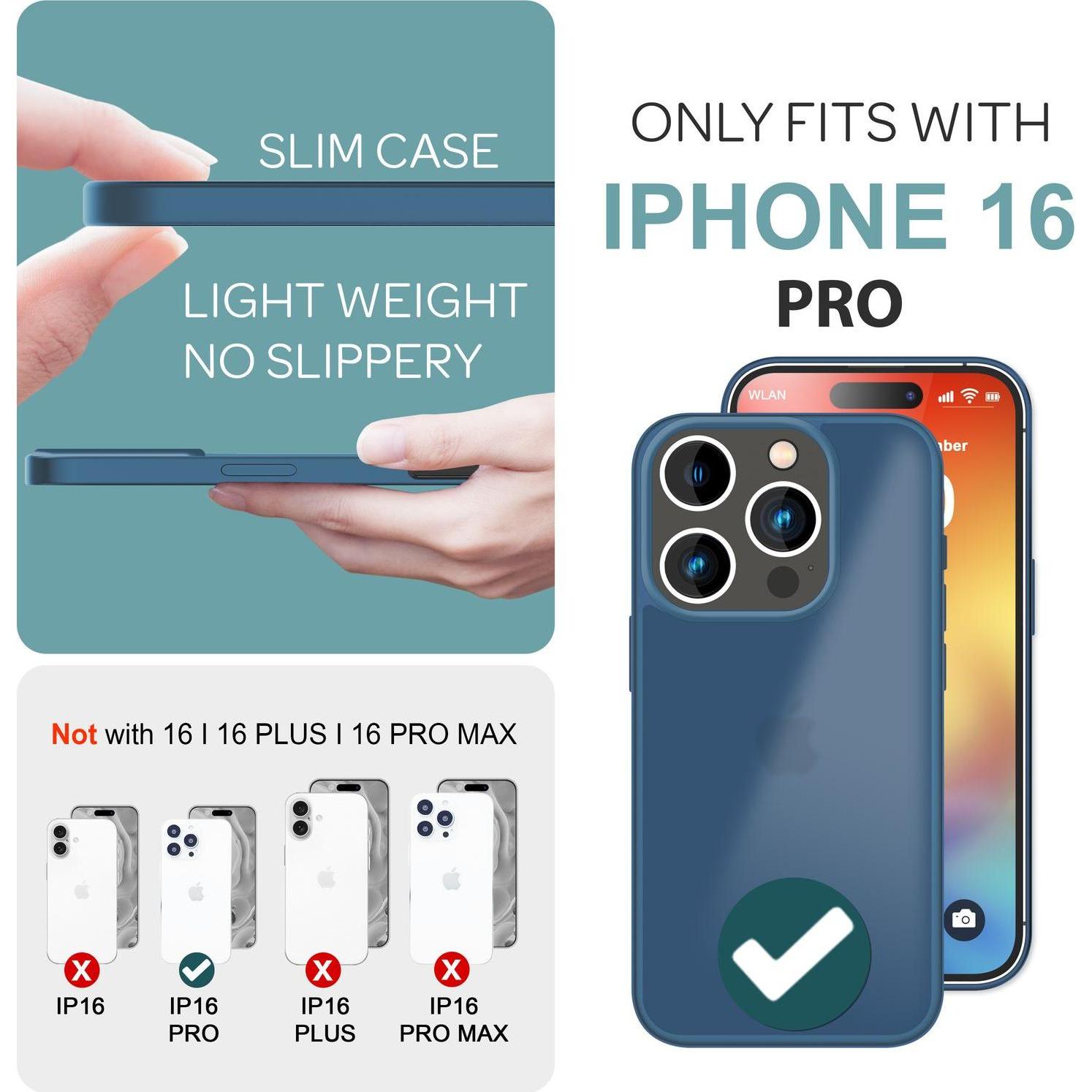 Thumbnail - Nalia Matte Hybrid Hülle Semi-Transparent (Apple iPhone 16 Pro), Smartphone Hülle, Blau