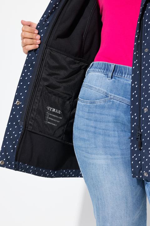 Image du produit Ulla Popken Veste longue Softshell imperméable, avec capuche, motif gouttes de pluie (46, 48)