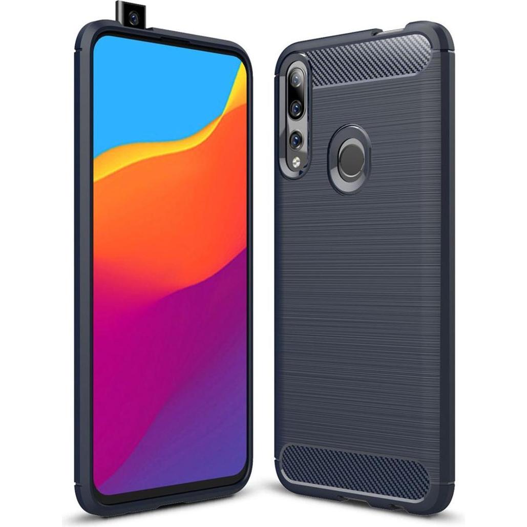 König Design Hülle Handy Schutz für Huawei P Smart Z Case Cover Bumper Carbon Optik TPU Blau (Huawei P Smart Z), Smartph...