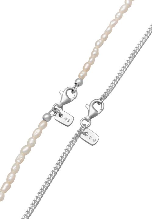 Produktbild Kuzzoi Halskette Panzerkette Süsswasserperlen 925 Silber (925er Sterling Silber, Süsswasserzuchtperlen, Plastik, 45 cm)