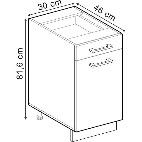 Thumbnail - Vicco, Regal, Apothekerschrank R-Line, Beton/Goldkraft Eiche, 30 cm ohne Arbeitsplatte