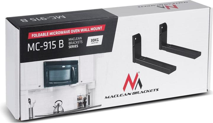 Produktbild Maclean MC-915 B Universal-Halterung für Mikrowellenherde, Wandmontage, verstellbar, Hartmetall, Küche, 30 k