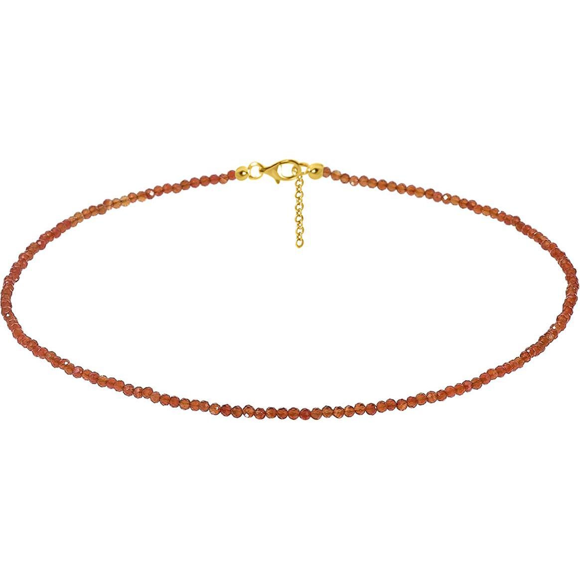 Xen, Halsschmuck, Karneol - Collier 3 mm facettiert 48 + 5 cm 925 Silber vergoldet, (925 Sterling Silber, 48 cm)