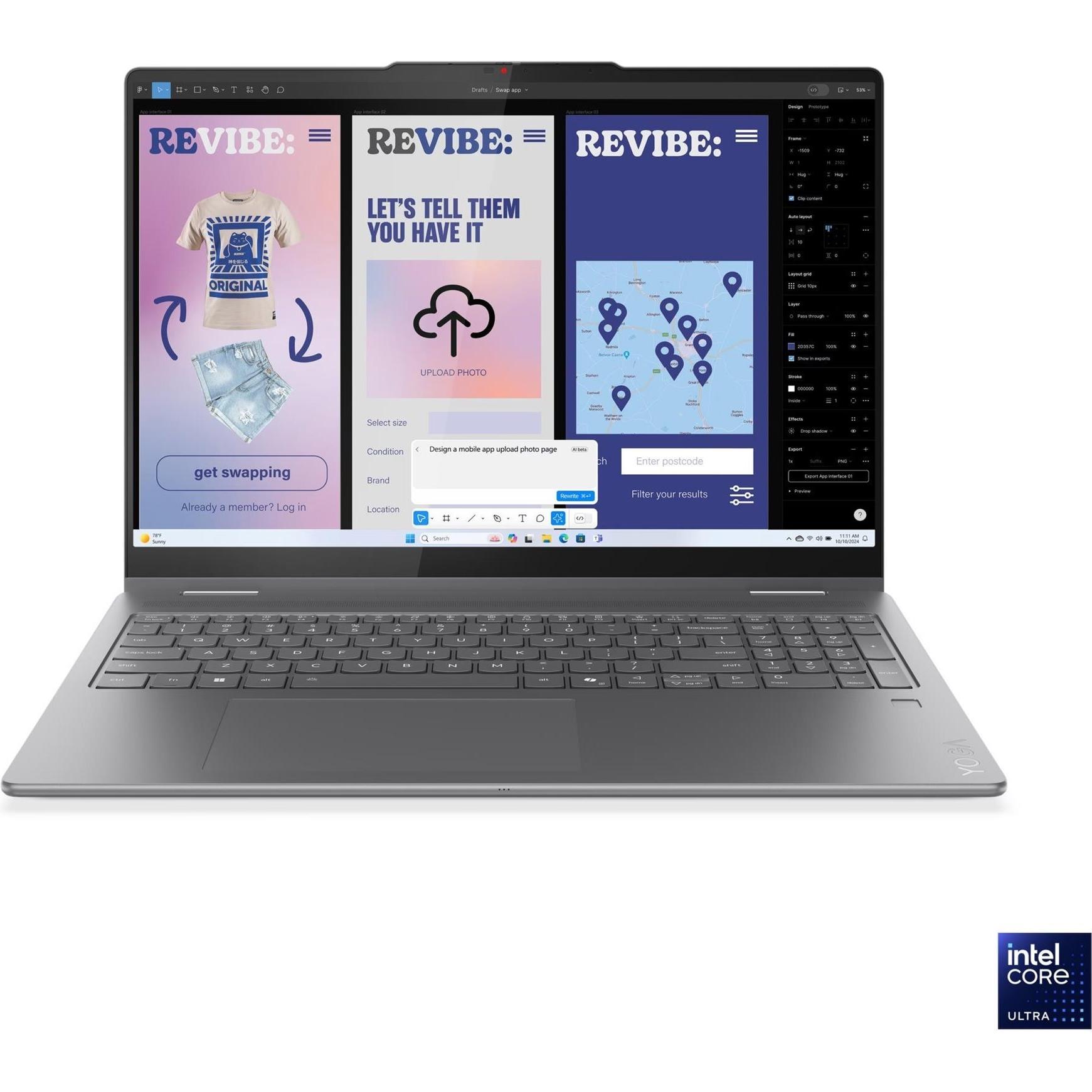 Lenovo Yoga 7 2-in-1 (16", 1000 GB, 32 GB, DE, Intel Core Ultra 7 258V), Notebook, Grau