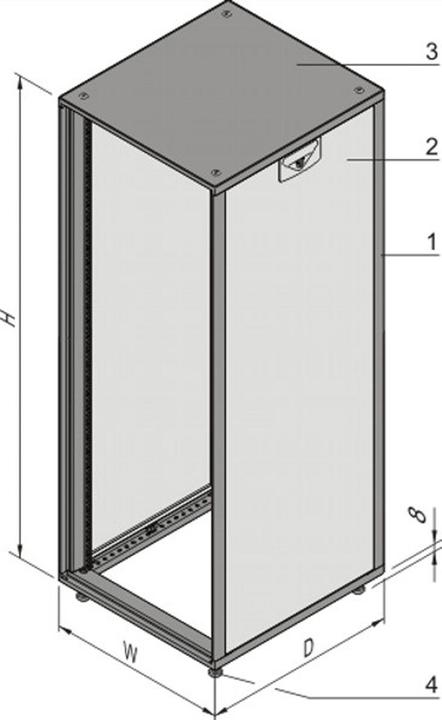 Produktbild Schroff 19"-Schrank, Tür- und Rückwandkombination frei wählbar - NOVASTAR 9HE553B600T 7021-35 (9 HE, 19 Zoll Rack)