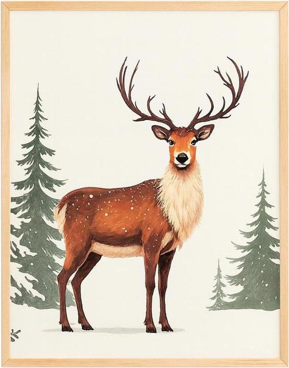 Wallxpert Weihnachtsbild Winter Hirsch