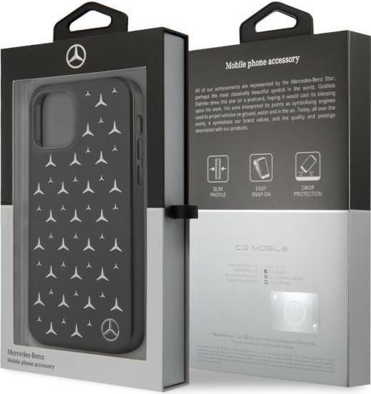 Actual product image Mercedes MEHCP12MESPBK iPhone 12/12 Pro 6,1" czarny/black hardcase Silver Stars Pattern (Apple iPhone 12, Apple iPhone 12 Pro)