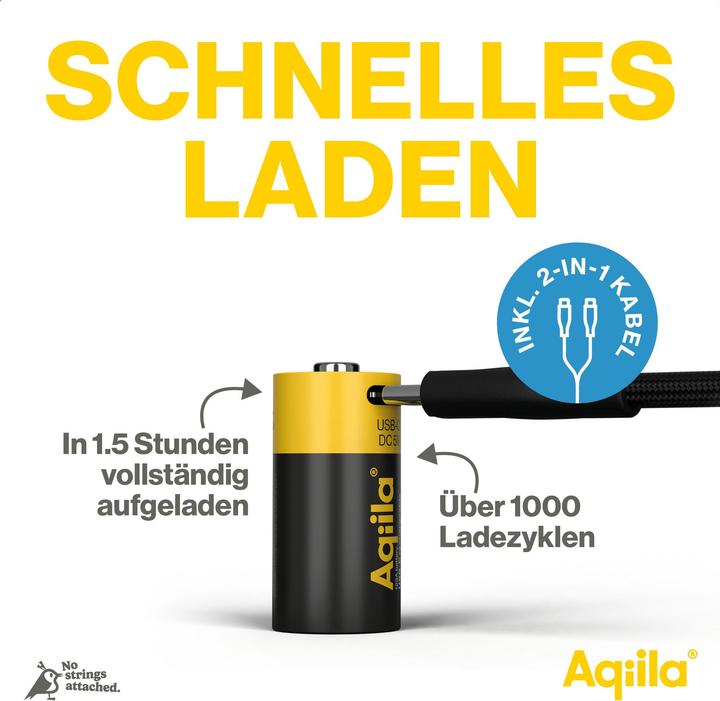 Actual product image Aqiila - USB-C Rechargeable Battery - Size CR123A - 750 mAh - 2-pack (2 pcs., RCR123A, 750 mAh)