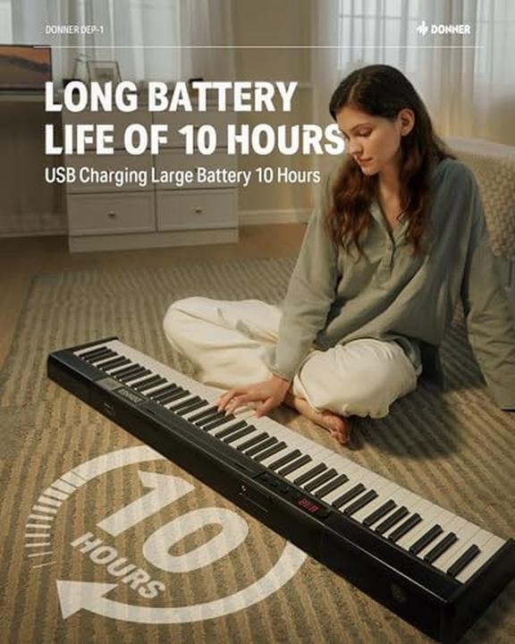 Immagine prodotto Donner Tastiera digitale portatile con 88 tasti dinamici, pedale sustain e accessori inclusi (88 Chiavi)