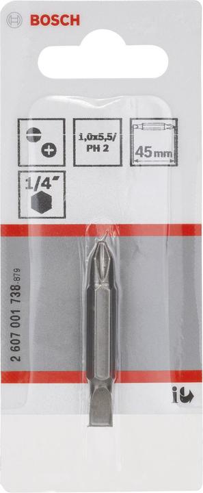 Produktbild Bosch Professional Zubehör Doppelklingenbit, S 1,0 x 5,5, PH2, 45 mm (Kreuz Phillips PH)