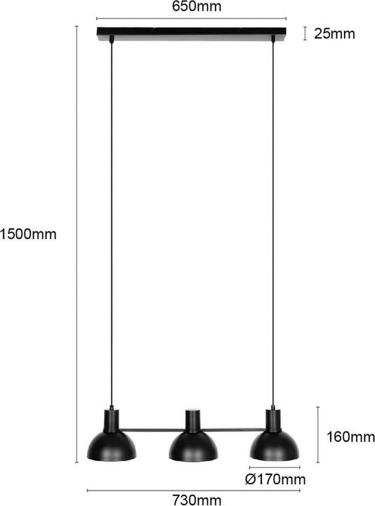 Actual product image Lucande Mostrid 3 pendant light Black (E27)