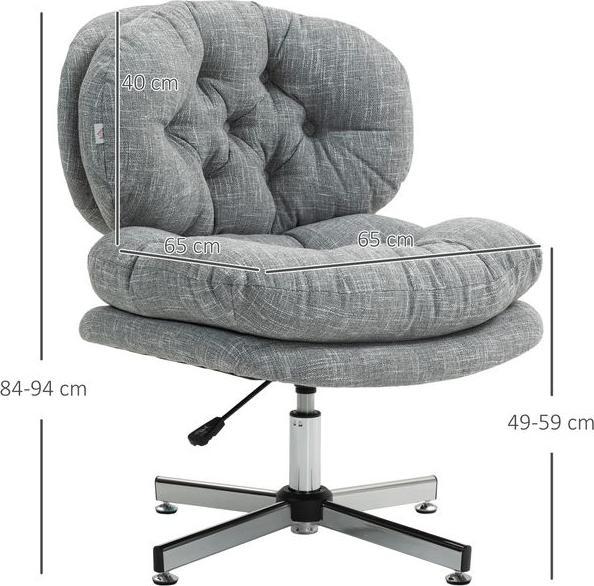 Actual product image Swisshandel24 Bürostuhl, Gepostert Schreibtischstuhl mit Wippfunktion, Leinenoptik, Grau (49 - 59 cm)