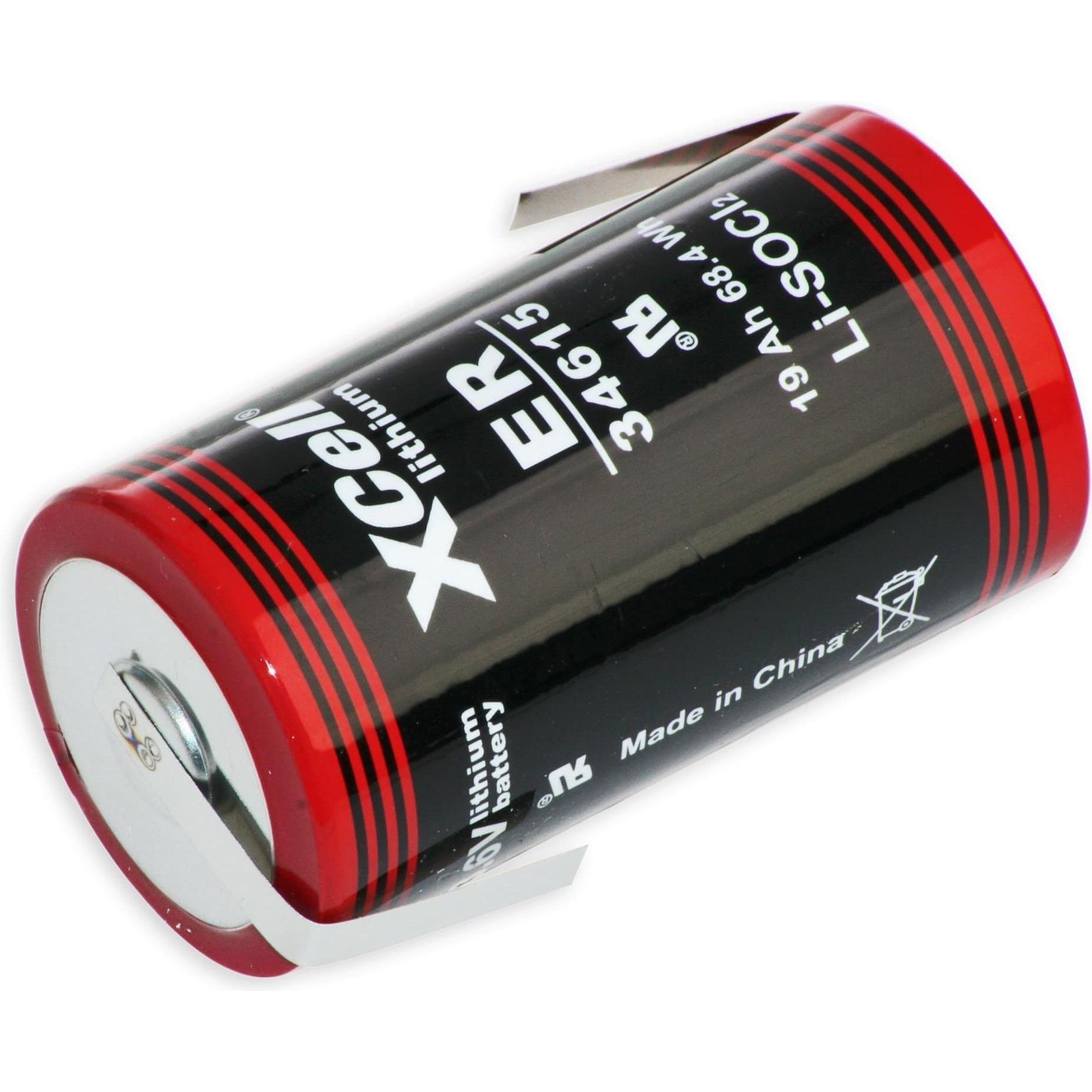 Kraftmax Lithium-Batterie LS34615, D, mit Z-Lötfahne, 3,6 V-, 19000 mAh (1 Stk., 19000 mAh), Batterien + Akkus