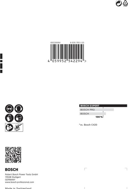 Produktbild Bosch Professional Zubehör EXPERT C470 Schleifpapier mit 6 Löchern für Schwingschleifer, 115 x 107 mm, G 60, 10-tlg. (60)
