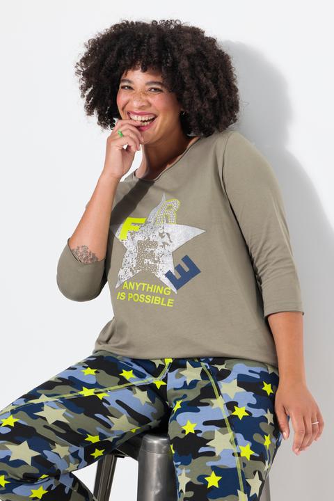 Produktbild Angel of Style T-Shirt, Glitzer-Stern, offenkantige Abschlüsse (44)