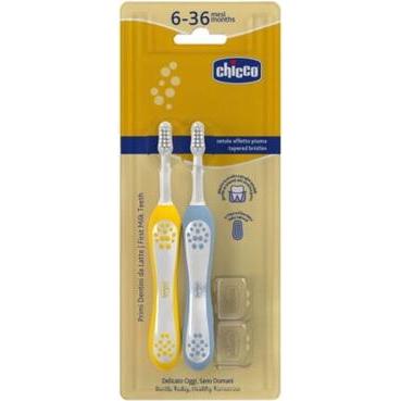 Chicco, Handzahnbürste, Zahnbürste für 6-36 Monate Indigo 2 Stück (2 x)
