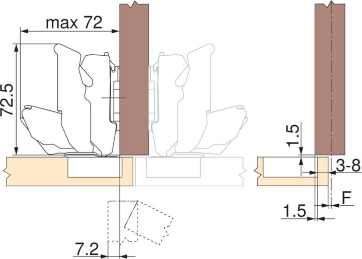 Produktbild Blum Topfbänder CLIP top BLUMOTION, Null-Einsprungscharnier 155 °