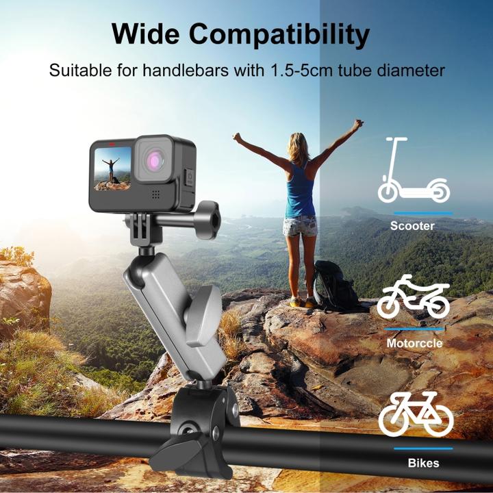 Image du produit Puluz Motorcycle Crab Pliers Clip Arm Mount with Mount Adapter & Long Screw (Black)