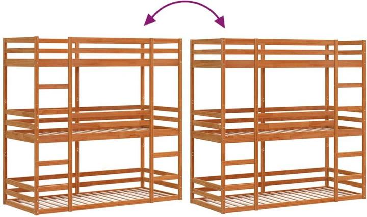 Immagine prodotto vidaXL Letto a castello triplo (80 x 200 cm)