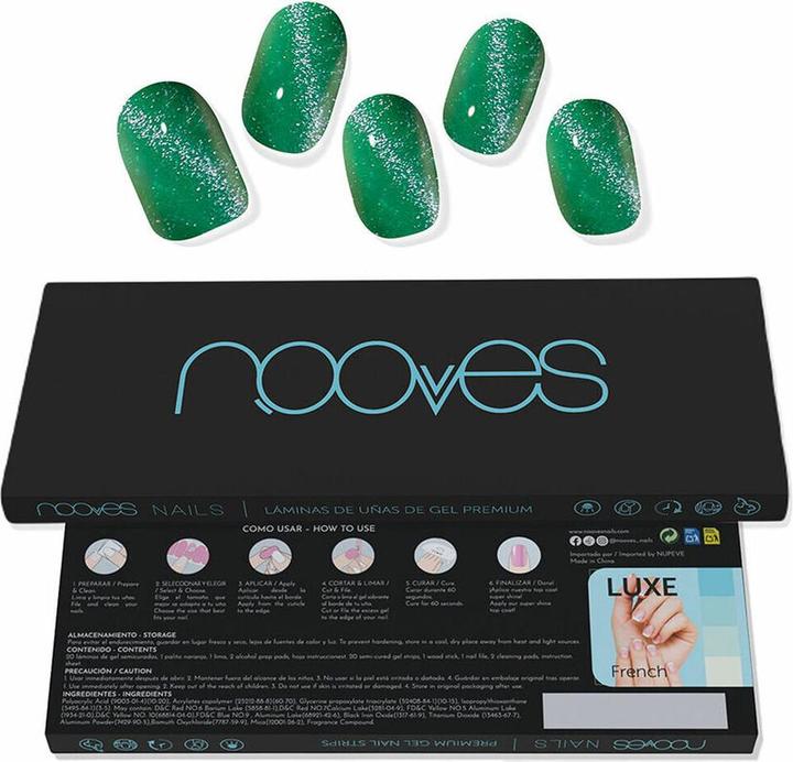 Actual product image Nooves Cat Eye Green Nail Gel Sheets (Artificial nails, Green)