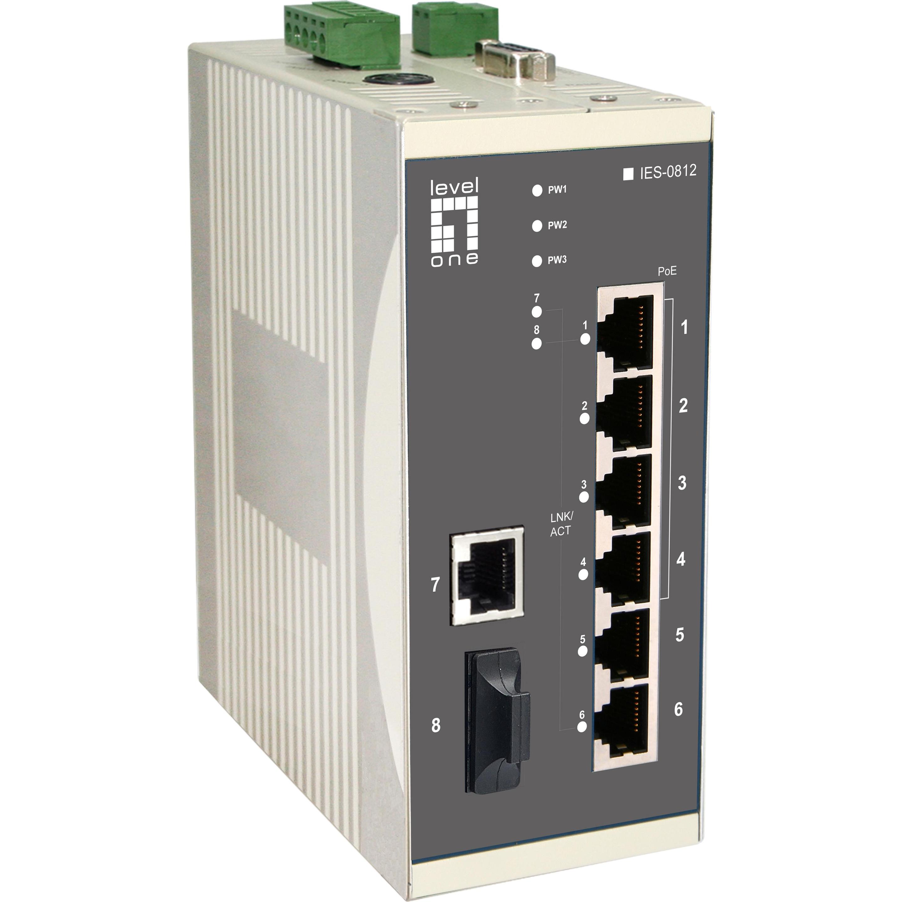 LevelOne 4 X 802.3AF POE + 3 FE+ 1 MM S (7 Ports), Netzwerk Switch, Grau