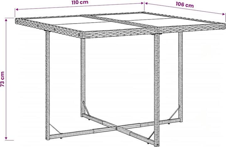 Produktbild vidaXL Garten Essgruppe (110 x 106 x 73 cm)