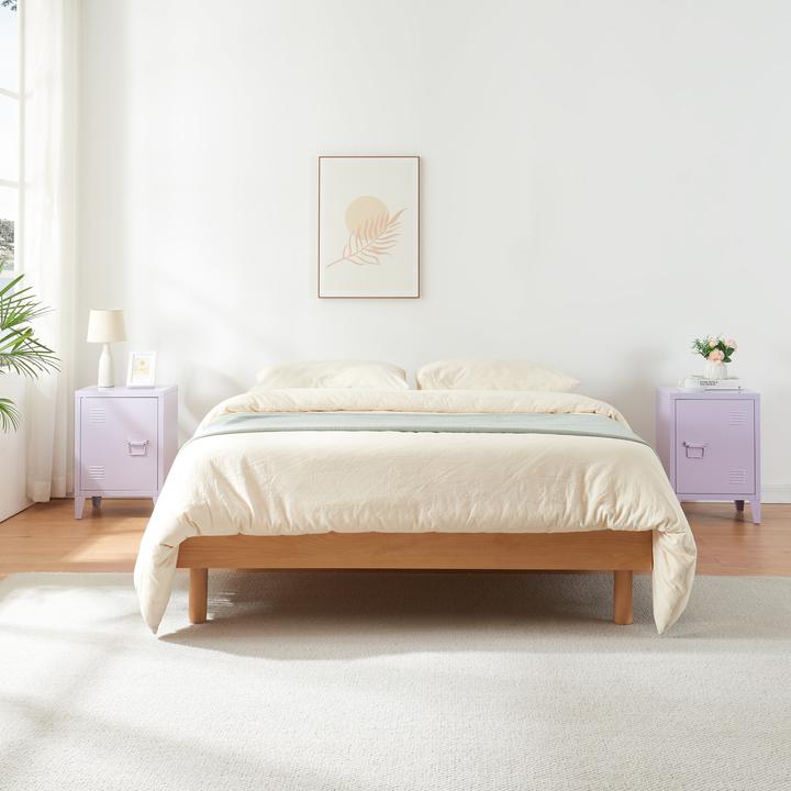 Actual product image En.Casa Bedside cabinet Inari set of 2 door handle right and left purple (40 x 30 x 57 cm)